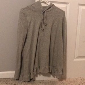 Grey sweater with ruffle detail